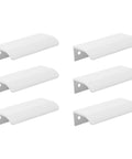 Six Pack White Arc Surface Drawer Pulls For Furniture Cabinets Edge Mount Hidden Cabinet Handles With 64 Millimeter Hole Diameter