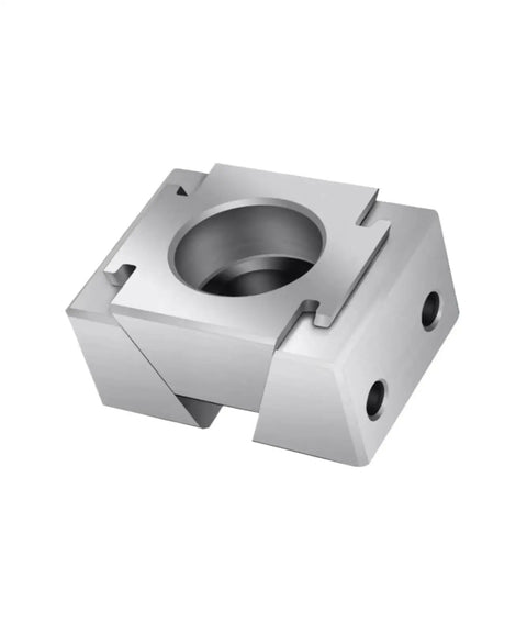 Heavy Duty Pneumatic Wedge Fixture For Multi Station Cnc Machining, metal clamping block with precision hole for CNC setups.