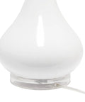 Close-up of Ceramic Genie Tear Drop Table Lamp with Glossy Light Blue Base and Clear Plug-In Cord detail.