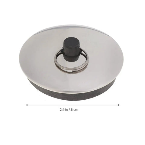 2pcs Rubber Drain Stopper for Bathtub, Bathroom and Kitchen, silver round sink plug, 2.4 inches, durable design