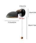 Industrial Style Wall Sconce With Pull Chain Switch Up Down Adjustable Metal Shade Retro Bedside Light For Mirror Bedroom Bathroom Hallway E26 E27 Socket Bulb Not Included LED CFL Compatible, black metal, 13.5cm shade, 180° spin