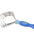 Stainless Steel Triple Blade Curry Comb For Dogs And Horses Dual Sided Grooming Tool With Ergonomic Handle Royal Blue