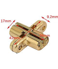 2Pcs Gold Cross Hinges Zinc Alloy Hidden Concealed Gate Hinges For Folding Doors Windows Cabinets And Furniture