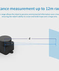 Diagram of 12 Meter ToF LiDAR Sensor Kit With 360 Degree Scanning Walnut-Sized Unit focusing on distance measurement up to 12m.