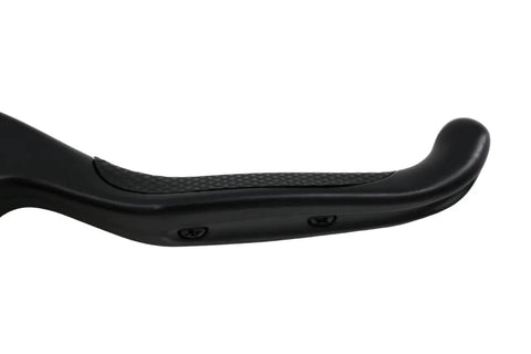 Close-up of a black ergonomic E Bike Brake Lever With Locking Button For Electric Bicycle And E Scooter Waterproof Wire 3 Pin Pair.
