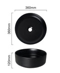 USZWBY Vessel Sinks Nordic Matte Black Round Art Sink, 360mm diameter, 120mm height, ceramic wash basin.