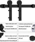 Sliding Barn Door Hardware Kit With I Shape Antique Rollers And Straight Track In Black Frosted Finish Supports Single Wood Doors Up To 105kg. Features nylon super quiet rollers and lifetime lubricated bearings.