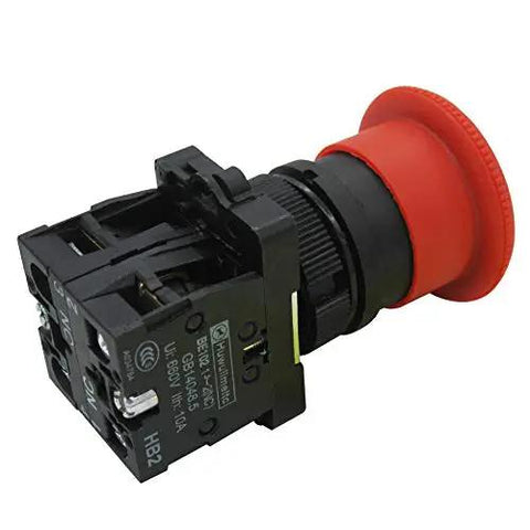 Red 22mm Mushroom Emergency Stop Push Button Switch 2NC Latching With Panel Mount 660V AC 10A 2 Pack