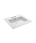 Voltaire Vanity Top Sink With Three Hole Center Set Faucet Mount Drop In Install Glossy White Finish Durable Scratch Resistant