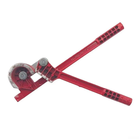 Heavy Duty Manual Tube Bender For Copper Aluminum Steel Brass Pipes, red hand tool with clear angle markings for accurate bends.