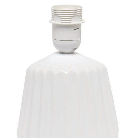 Petite Pleated Ceramic Table Lamp With Off White Fabric Shade 5 Ft Cord 40W Equivalent Type B Bulb Not Included base view