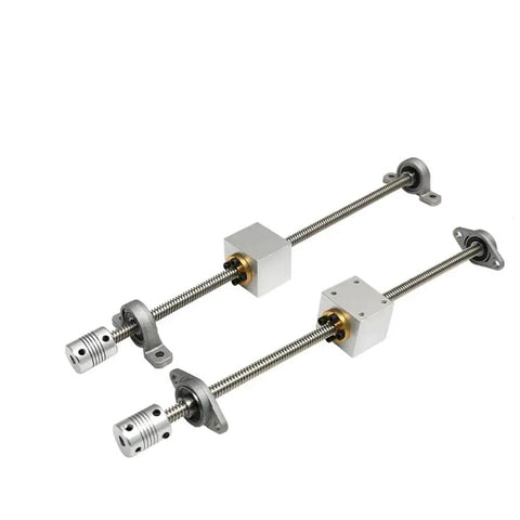 Upgrade Your Rig With This Smooth T8 Lead Screw Set For 3D Printers And CNC Makers Featuring 550mm Length 2Mm Pitch Fast Linear Motion Vertical Or Horizontal Mounting Hardened TR8 Rods Wear Resistant Brass Nuts For Pro Level Precision Builds. T8 lead screw set, 550mm TR8 rods, brass nuts, flexible couplers and bearings for 3D printer or CNC motion