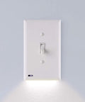 2 Pack LED Night Light For Single Pole Switches With Auto On Off Sensor, Adjustable Brightness, Soft White Glow, White Finish
