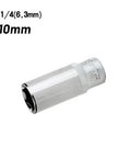 Impact Ready 10mm Deep Socket Set With 1/4 Drive Six Point Chrome Vanadium Alloy Design For Tough Car Repair And Household Tool Jobs That Are Heavy Duty, 1/4 drive 10mm deep socket