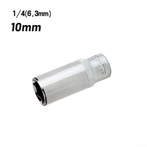 Impact Ready 10mm Deep Socket Set With 1/4 Drive Six Point Chrome Vanadium Alloy Design For Tough Car Repair And Household Tool Jobs That Are Heavy Duty, 1/4 drive 10mm deep socket