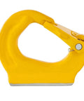Side view of a yellow weld-on anchor hook, 4 Pack Weld On Anchor Hooks 2 Ton G80 For Wrecker Crane Tractor Rigging And Lifting 4400 Lbs Working Load Limit.