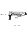 Professional Grade Rock Solid 90 Degree Pneumatic Die Grinder Kit showing compact design with 2.9 in height, 6.3 in length for precision tasks.