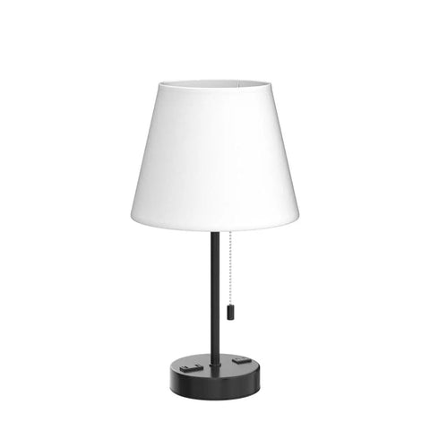 Set of 2 Modern Bedside Lamps With Ivory White Barrel Shade and Sleek Silver Metal Base, Dual USB and AC Ports, Perfect Nightstand Lights