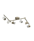 6 Light Track Lighting Fixtures With Swing Arm Heads for Kitchen and Living Room in nickel, featuring six adjustable heads.