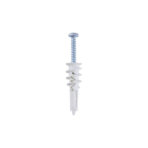 Heavy Duty Drywall Anchors And Screws Kit For Wall Mounts Self Drilling Nylon Spiral Expansion Tubes With Slots Zinc Plated Carbon Steel Built To Last Ready To Mount Rust Resistant Strong Hold, one anchor with screw
