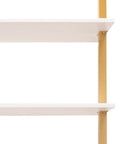 Close-up of shelving on Industrial Style Wall Mounted Desk With Three Shelves Slim Floating Desk for small spaces.