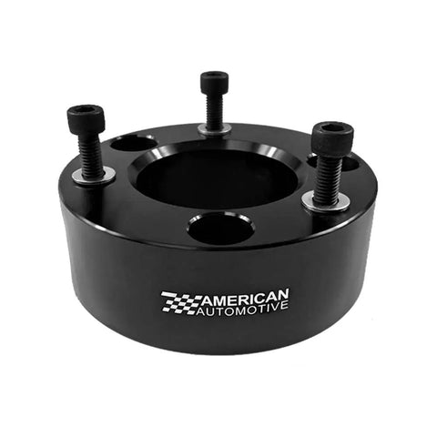 Ford F-150 Lift Kit 2004-2020 2WD 4WD, 3 Front Billet Aluminum Strut Spacers, black finish with mounting bolts.