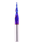 CNC router bit, 1/4 in shank, ball-nose end mill, blue-purple coated solid carbide