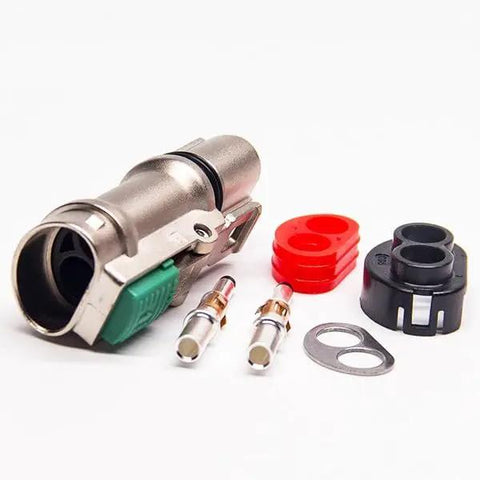 Heavy Duty 2 Pin 35A Electric Vehicle Connector With Metal Shell And IP67 Waterproof Sealing For EV HEV High Voltage Systems, detailed view.