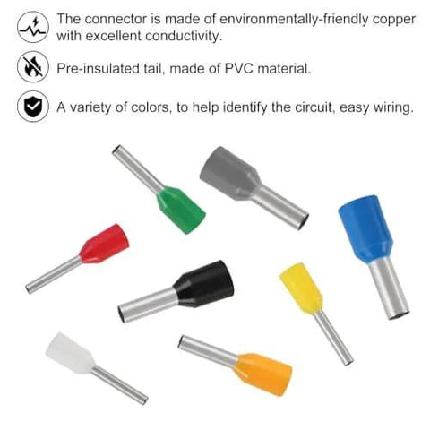 300-Piece Assorted Wire Ferrules And Terminal Kit, Copper Insulated Crimp Connectors, AWG 22 To 10 in multiple colors