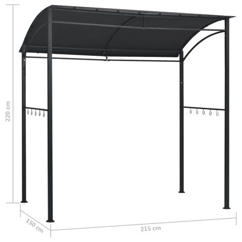 Heavy Duty Steel BBQ Gazebo Canopy With Weather Resistant Fabric 84.6 By 59.1 By 86.6 Inches Anthracite Outdoor Patio Cover