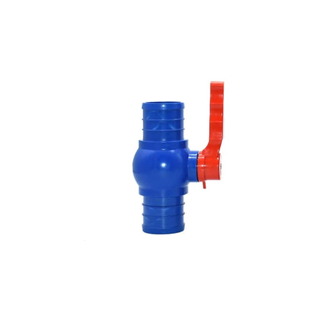 Plug And Play All In One 50/63/75/100mm Water Hose Connector Kit With Tap Tee Splitter And Straight Shut Off Ball Valve blue and red view