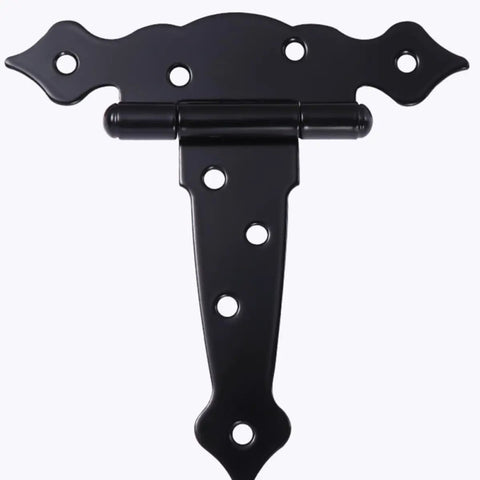 Four Pack Heavy Duty T Format Door Hinges Built Like A Tank For Shed Or Barn Gates rock solid matte finish close-up view