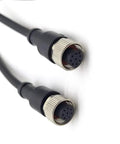 M12 8 Pin Double Female Connector Cable A Code Straight Circular Molded Cable IP67 Waterproof Unshielded PVC 1m