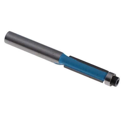 Jinhxofs 6-Piece Heavy Duty Flush Trim Router Bits With Alloy Tipped Cutters For Smooth Milling And Balanced Work On Solid Wood Or Particleboard, close-up of a single router bit.