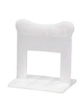 Single white 1/16 Inch Tile Leveling Clip for Bathroom and Kitchen Flooring, Plastic Leveling Gapping System, Interlocking Design.