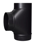 Six Inch Black Matte Clean Out Tee 24 Gauge Exhaust Vent Fitting Directs Exhaust Upward For Rear Outlet Stoves Durable Black Metal