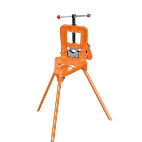 Heavy Duty Gantry Pipe Vise With Tripod Stand For Pipe, Wood, And Iron Processing, 0.4-4.3 Inch Clamp, steel forged jaws, foldable design