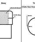 3/8-24 Four Link Rod End Kit Featuring Eight Precision Ground Spherical Bearings And Sixteen Heat Treated Steel Cones Paired With Heavy Duty Nuts, Bung and Tubing dimensions.