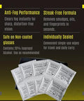 TOVO PRIME anti-fog eyeglasses cleaning wipes; 200 individually wrapped 6×5 in lens wipes with microfiber cloth