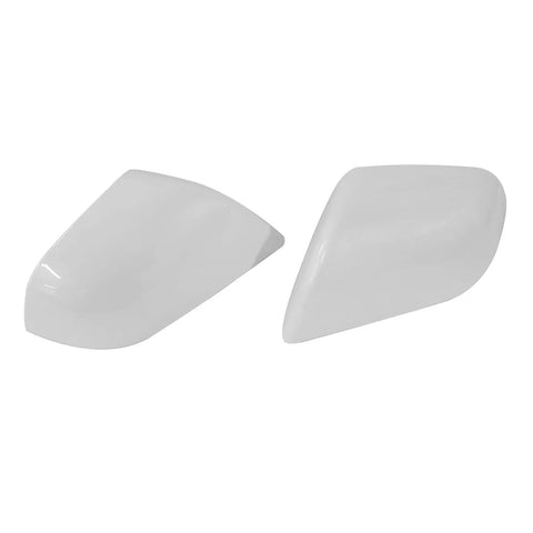 Premium White Rearview Mirror Lower Covers For Tesla Model 3 Left And Right Pair, angular view, precision molded ABS, sleek design.