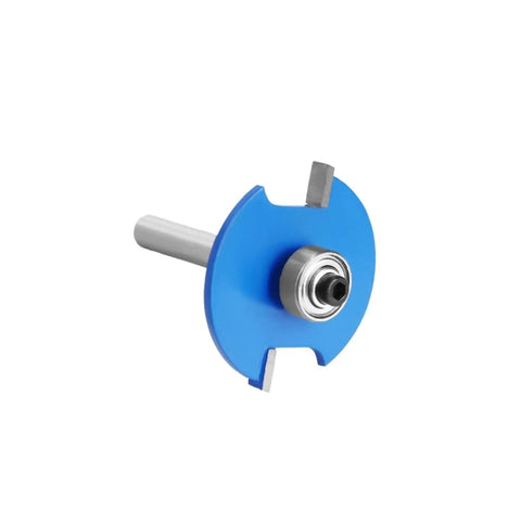 Kick Ass Biscuit Cutter Tool For T Slot Joinery With 6Mm And 6.35mm Shanks, blue cutter head for precise wood joining.