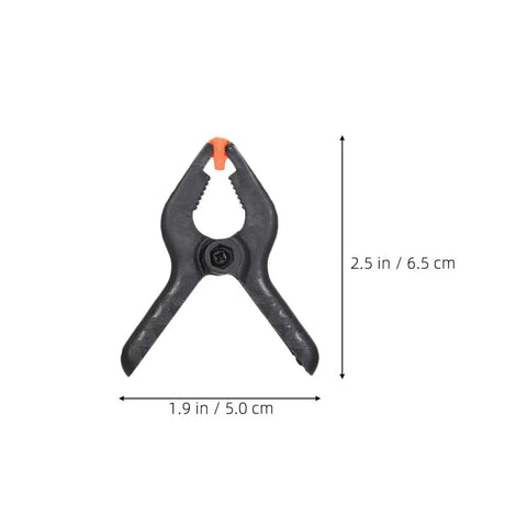 Top Grade Heavy Duty Plastic Spring Clamps Kit With 2 Inch Multi Function Backdrop Clips Perfect For Woodworking DIY Crafts And Studio Use Featuring Lasting Elasticity Portable Design For Office Or Photography Projects Anytime, black 2-inch plastic spring clamp with orange tip, 1.9 x 2.5 in
