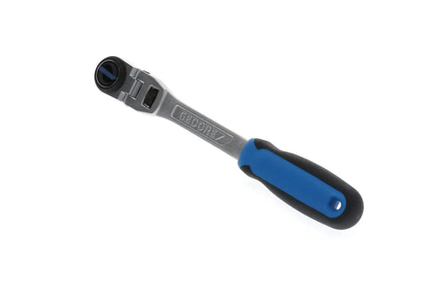 Auto Repair Swivel Head Reversible Ratchet With Three Eighths Inch Drive, 180 Degree Swivel, blue handle, pro grade tool
