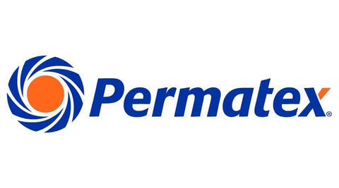 Permatex logo with orange and blue swirl emblem next to company name in blue text.