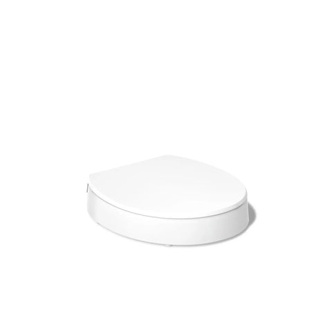 Hyten 3 Inch Elevated Soft Close Round Toilet Seat With Contoured Comfort And Grip Tight Bumpers Quick Attach Hardware White