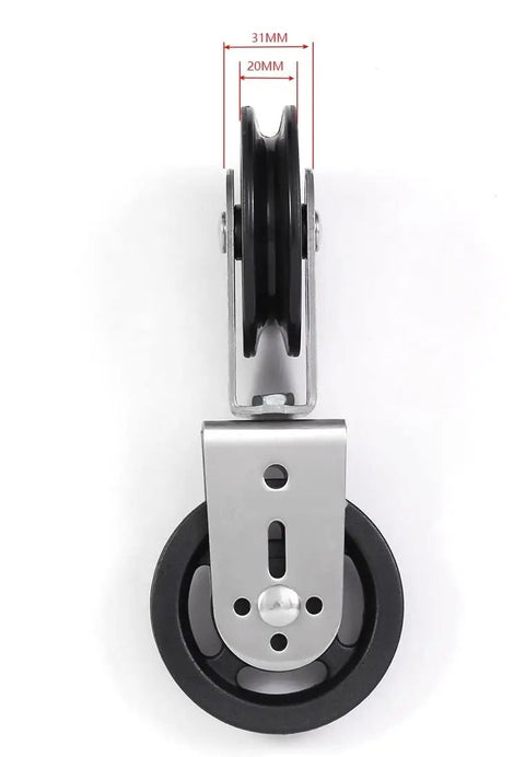 Heavy Duty Double Wheel Pulley Block For Home Gym And DIY Cable Machines, Stainless Steel Bearing, Top View
