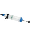 Ultimate 1.5L Fluid Extractor Engine Oil Syringe With Smart Arrow Case Master Cylinder Transfer Pump Universal Connectors For Gas Diesel Cars, clear body.
