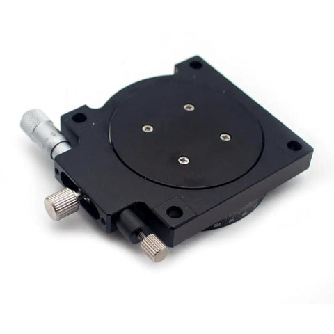 R-Axis Rotary Stage With 360-Degree Coarse Rotation And Fine-Tune Range Of Five Degrees Through A Micrometer Drive angled view