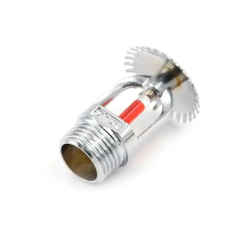 Straight Up Real Deal Sixty Eight Celsius Pendent Fire Sprinkler Head showcasing chrome finish and heat-sensitive red element.