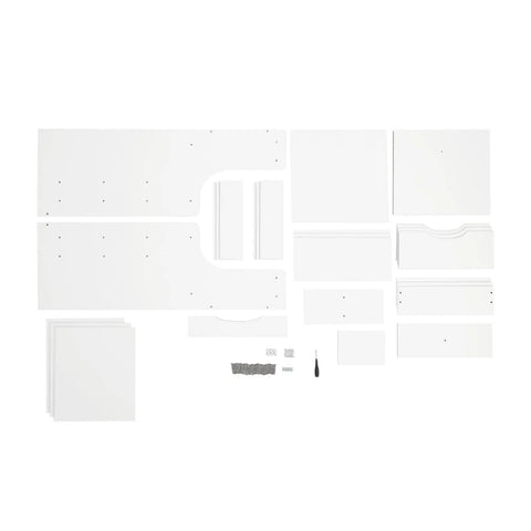 Assembly components for Vertical Bedside Cabinet With Three Drawers And Open Storage Shelf Nightstand End Table For Bedroom White